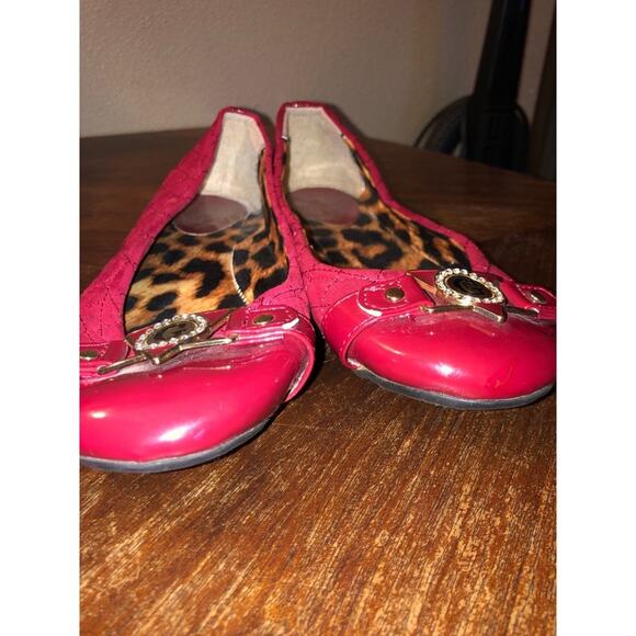 Guess Red Preppy Academia Edgy Artsy Ballet Crystal "G" Logo Flats 7.5 M - Picture 7 of 11